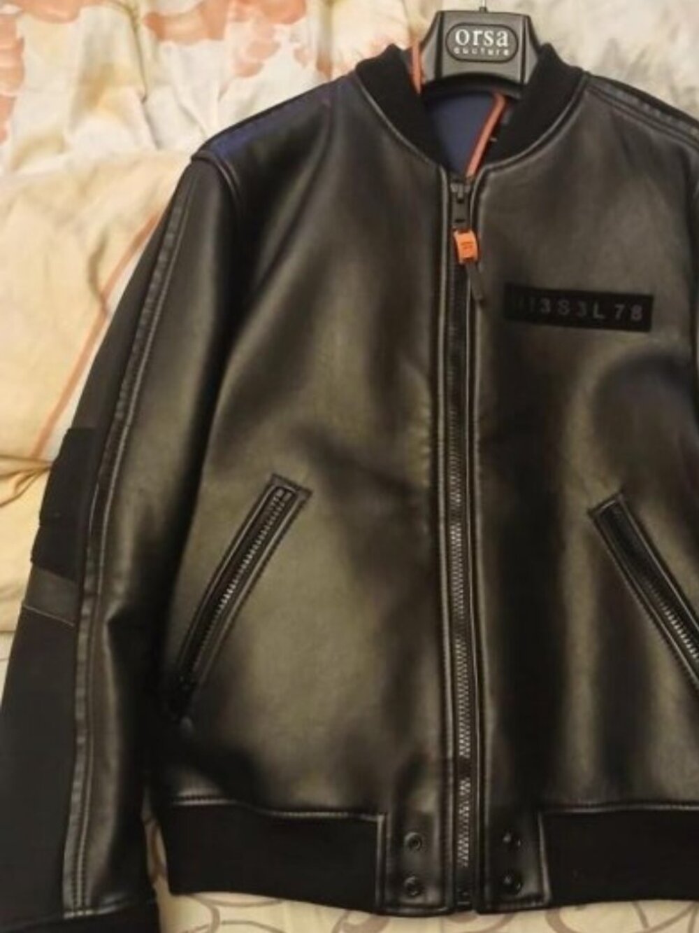 DIESEL Black Leather Moto Bomber Jacket